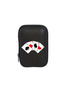 Durable Eva Portable Rectangular Multi-Purpose Storage Box, Spade And Red Playing Card Pattern Design, Used To Store Card Game Accessories (Not Including Playing Cards), Shockproof Storage Box, Can Store Ccd Cameras And Digital Products, Can Store Headphones, Data Cables, Cards, Playing Cards, Multi-Functional Storage Bag, Zipper Wallet Storage Bag, To Meet Your Daily Storage Needs. Can Be Used For Travel, Work, School, Dormitory Storage