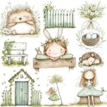 1 paquete de pegatinas decorativas con estilo de niña rural vintage y encantadora para scrapbooking, diario, álbum de fotos, manualidades y útiles escolares