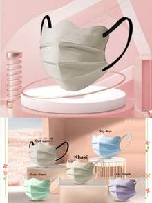 50pcs Butterfly Shaped Beauty Enhancing Face Mask, Approximately 9.5cm Width, 19cm Bottom Length, Multiple Colors To Meet People's Pursuit Of Aesthetics And Personalized. Protects Health While Showcasing Personal Fashion Taste