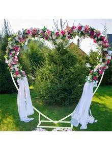 UNHO XL Wedding Arch Heavy Duty Heart Shape Flowers Balloon Stand 2.2M Metal Party Decor Rack Heart Shaped Background Frame - White - View 6
