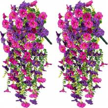 1/2pcs Artificial Flowers Morning Glory Rose Wisteria Basket Vine For Hanging Basket, Hanging Silk Flowers Fake Flowers Vine Wedding Car Decoration, Lintel Arch Decoration, Home, Dining Room, Bedroom, Birthday Party Decoration Materials, Table Decoration,Centerpieces,Artificial Flowers,Plastic Flowers, Valentine's Day, Gift Graduation,Garden Decor,Outdoor Plant,Gardening - Multicolor - View 14