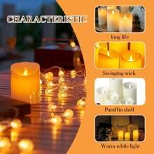 3pcs Large Plastic LED Candles Outdoor Waterproof Flameless Candles Battery Powered LED Flickering Columnar Candles Long-Lasting Plastic Wedding Candle Table Candle Lamp Suitable For Restaurants Bars Home Decor Valentine's Day Confession Atmosphere Candle Lamp Couple Dining Candle Lamp,1/3pcs