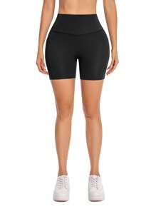 Women's Outdoor Cycling Yoga Leggings, High Waist Casual Shorts For Summer, Workout Skinny Pants With Pockets
