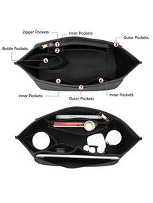 毛毡手提袋收纳内胆，三种尺寸可选，返校必备用品 - 黑色 - 查看 4