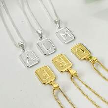 Women's Letter Chain Necklace A-Z Letters Name Pendant 18k Gold Plated And 925 Silver - 金色 - 查看 3