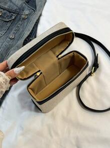 1pc Square Colorblock Shoulder Bag, Suitable For Women's Daily Use