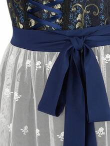 Oktoberfest Dress Maid Uniform German Traditional Bavarian Beer Carnival Dress October Festival Costume For Women - Vàng đen - Xem 8