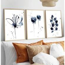 1 tấm áp phích hoa trừu tượng mực xanh lá cây nghệ thuật treo tường trên vải canvas hiện đại tối giản hình ảnh bức tranh tường trang trí phòng khung tùy chọn - Nhiều màu - Xem 2