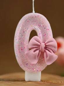 1 Peça Vela de Aniversário com Número Decorado com Strass em Formato de Laço Rosa para Festa de Aniversário, Evento Comemorativo, Decoração de Bolo, Suprimentos para Festa de Aniversário Infantil, Velas Aromáticas, Velas com Números, Velas de Aniversário Infantil, Decoração de Bolo