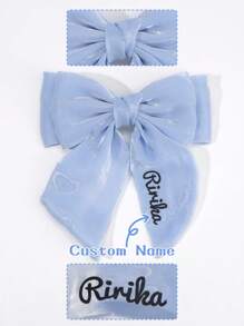 1 Stück personalisierte Textil-Haarschleife für Mädchen, blaue Netzschleife, Haarspangen mit individuellem Namen, beige Schleifenband, einfarbige Schleife mit Haarstyling-Clip, Einfarbige Haarspangen, lässiger Alltags-Haarschmuck, Kinderhaar-Accessoires