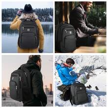 Marcello Laptop Backpack With USB Charging&Headphone Port,Anti-Theft Business Backpack With Breathable Padded Shoulder Strap,Water Resistant Computer Rucksack For School/Work/Travel - Negro - Ver 5