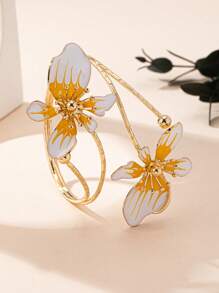Aretes de flor de hierro con esmalte, anillo y pulsera con textura de arruga y brillo, estilo vintage, elegante y de lujo. Se venden individualmente o como un conjunto, adecuados para regalo, fiesta, banquete y uso diario