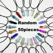 1/5/10/20 Pcs Women Natural Stone Pendant Necklaces, Crystal Heart Gemstone Chakra Crystal Jewelry, PU Leather Cord Jewelry Gifts, Holiday Party Supplies - Multicolor - View 35