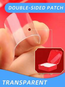 300pcs Multi-Purpose Double-Sided Tape, Transparent Removable Waterproof Hanging Strips (60pcs/Box), Suitable For Hanging Decorations, Couplets, Tapes, Clear Tapes, Photos And Clocks. Multi-Purpose Mini Double-Sided Tape, Waterproof Removable Chinese New Year Couplet Tape, Reusable Transparent Tape