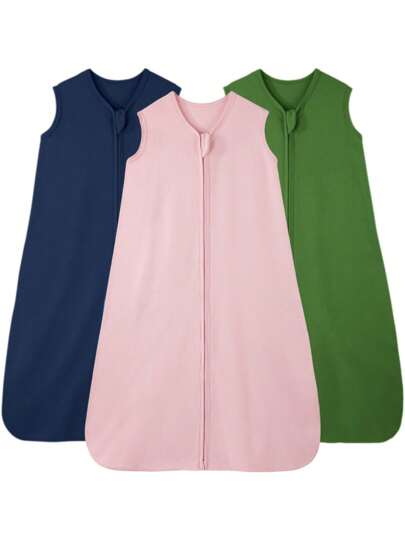 1pc Soft & Comfortable Sleeveless Baby Sleeping Bag, Knitted Summer Baby Sleeping Bag, Summer Baby Breathable Sleeveless Zipper Sleeping Bag Bedding Pajamas, Zippered Baby Sleeping Bag, 0-3 Years Old - Soft Polyester Sleeping Bag, Essential For Baby Nursery, Ideal Gift - 8 Colors