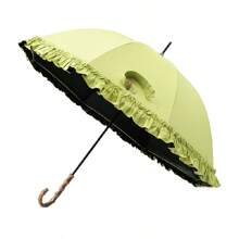 Black Rubber Lace Sun/Rain Umbrella, Straight Rod Bent Handle Sun/Rain Umbrella, Parasol