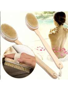 1 pieza Cepillo corporal seco, exfoliante corporal de cerdas naturales, adecuado para piel seca, promueve la circulación sanguínea, previene el vello encarnado, limpia los puntos negros y la celulitis, para uso en la ducha en casa - Multicolor - Ver 9
