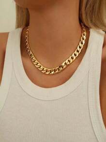 1 pieza Collar minimalista de cadena gruesa, accesorios de joyería para mujeres y niñas