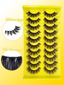 Cílios Postiços 3D Eyelashes Estilo Mangá 16mm Comprimento Cílios de Vison Fadas Espigados em Formato D-Curvados que Parecem Extensão Tiras de Cílios Anime de Olho de Gato Aparência Natural Volume Cílios Postiços Espigados 10 Pares