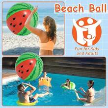1 PVC Inflatable Beach Ball, Watermelon Pattern, 29 Inches, Foldable, Outdoor Use, No Need For Electricity, Suitable For Beaches, Swimming Pools, Outdoor Activities, Mother's Day, Summer Parties, Carnival Parties, Ideal Gift, Creative Small Gift - Green - View 5