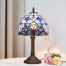 8-Inch Stained Glass Table Lamp, Retro Style Design, Suitable For Bedroom, Dormitory, Office, Study And Other Home Decoration Art (Excluding Led Bulbs)