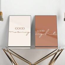 1 件北欧名言海报早安晚安帆布画墙艺术画床头标志印刷情侣卧室墙壁装饰可选框架 - 彩色 - 查看 1