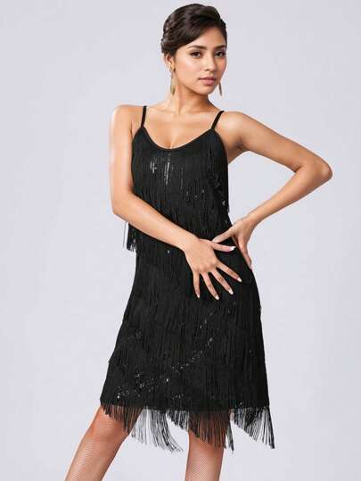 Aivtalk Women's Flapper Dresses 1920s Gatsby Sequins Tassels Flapper Sexy Cocktail Latin Dance Ballroom Dress