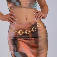 1 件时尚天体金属身体链 - 月亮星星太阳腰饰分层肚脐链，适合女士，优雅百搭配饰，适合派对夜晚外出或日常服装，夏季、学校秋季、秋季、万圣节