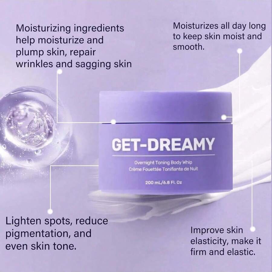[Buy Two, Get One Free]- Women's Gift 200ML Get Dreamy Maëlys̄ Marise Body Moisturizers Dreamy Firming Night Cream Milk Thistle Ingredients For Sagging Skin Body Moisturizers GET-DREAMY Overnight Toning Body WhipCrème Fouettée Tonifante De Nuit 200 ML/6.8 Fl. 0z Body Moisturizing Cream, Skin Smoothing Cream, Gentle And Nourishing Skin, Hydrating And Moisturizing Body Cream, Anti-Wrinkle Firming Cream - 1 chiếc - Xem 1
