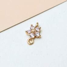 5/10件铜镀金微镶锆石双花吊坠，DIY耳环，发饰，流苏装饰材料 - 彩色 - 查看 15