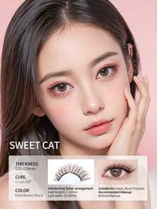 Mlen Diary Magnetic Eyelashes Set, 7-12mm Reusable Fake Lashes, No Eyeliner Needed, Upgraded 3D Dual Magnetic Eyelashes, Portable Glue-Free Lash Clusters, Create A Lightweight Natural Makeup Look (Sweet Cat Style) - Natural Lashes - View 8