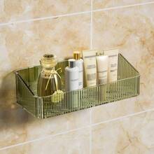 1/2pcs Bathroom Shelf, Home Rustproof Hanging Bathroom Storage Rack, Waterproof No-Drill Wall Mount Organizer For Shower, Toilet, Kitchen, Balcony