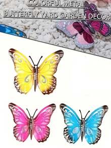 3 piezas de arte de pared de mariposa de metal de colores vibrantes, decoración de pared de jardín resistente a la oxidación, adecuada para bodas, sala de estar, dormitorio, patio, jardín y valla, regalo ideal para familiares y amigos