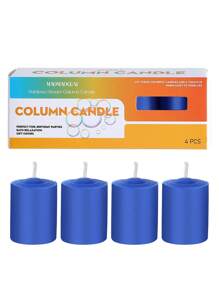 4pcs/Box Candle Pillars, Smokeless Odorless Residue-Free Pillar Candles, 4 Colors, Atmosphere Candles, Blessing Candles, Wish Candles, Lucky Candles, Candle Holder Candles, Wedding Candles, Party Candles, Dining Table Candles