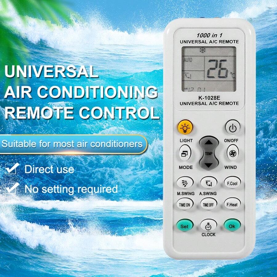K-1028E 通用空调遥控器，适用于日立、Pana*、L*G、夏普、格力、博世、三洋空调遥控器 1000 合 1 - 白色 - 查看 1