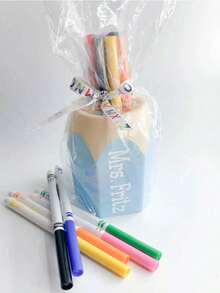 Personalized Letter Name Pen Holder, Custom Pencil Holder, Desk Decoration For Classroom Teacher Organization, Gift Idea For Teacher, Pink Blue Pencil Holder, Cute And Popular Custom Pen Holder