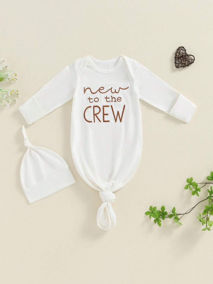 Newborn Sleeper Gown Baby Boy Girl Coming Home Outfit Infant Nightgown Sleeping Bag Sleepwear Pajamas - 白色 - 查看 1