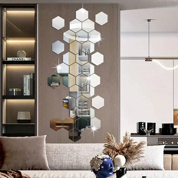 12 Pieces, 11*12.6cm Acrylic Mirror Mirror Wall Sticker, DIY Random Combination, Living Room, Kitchen, Bedroom Wall Decoration Decoration, Creative Gifts For Friends, Holiday Decorations