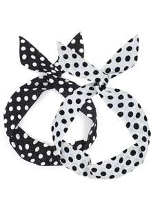 2 Stück Frauen Bandana, Polka Punkt und Streifen Stirnband im Vintage Stil Muster, Haarband, Turban Stirnband, Schweißband, modischer Haarreif für den täglichen Gebrauch