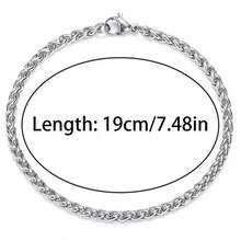 6pcs Simple Stainless Steel Chain Bracelet Set, Universal Daily Versatile Vacation Date Gift Casual Matching For Men And Women - Silver - View 10