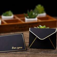 10 Pcs VIP Member Mini Envelopes, Member Card Envelopes, Celebration Cards, Small Bank Cards, ID Cards With Golden Western Envelopes, White/Black Member Card Envelopes,School Supplies,Back To School - Multicolor - View 2