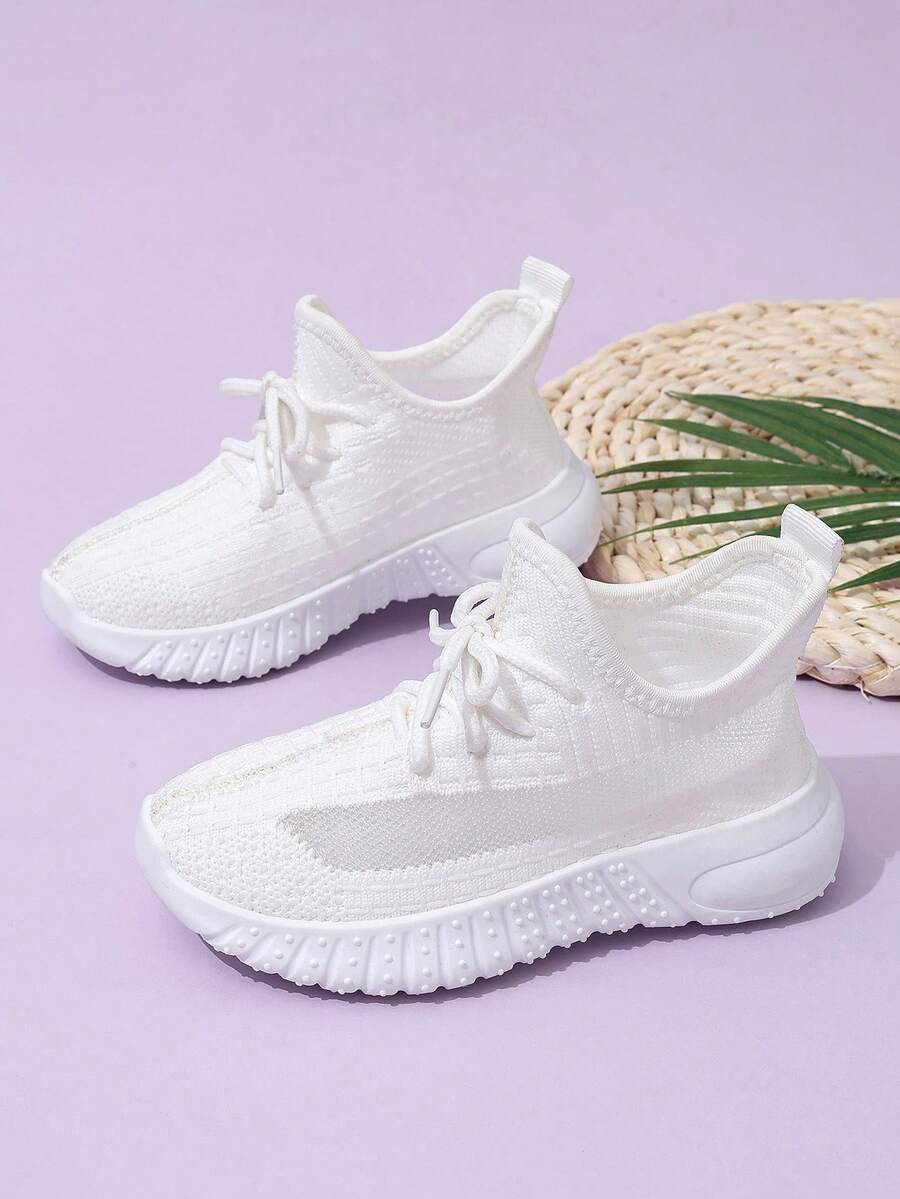 1 Pair Women's Breathable Mesh Sneakers, Casual Running Shoes, Autumn - White - View 1