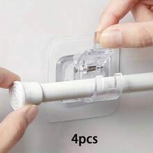 10 Curtain Rod Bracket Hooks, No Drilling Required, Self-Adhesive Curtain Rod Bracket Nail Free Adjustable Curtain Rod Hooks, Bathroom Kitchen Hotel Curtain Rod Hooks