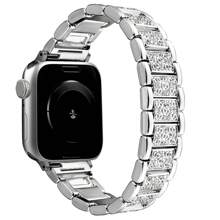 Pulseira de relógio feminina com diamantes brilhantes, compatível com pulseiras , 38 mm, 40 mm, 41 mm, 42 mm, 44 mm, 45 mm, 49 mm, pulseira de metal feita à mão para reposição de joias femininas, elástica retrátil, brilhante, acessórios de metal premium para , compatível com séries 10/9/8/7/6/SE/5/4/3/2/1