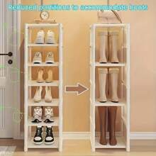 Prateleira Vertical Organizadora de Sapatos com 8 Andares, Gabinete de Armazenamento Estável e Econômico de Espaço, Estrutura de Metal Firme e Fácil DIY de Tecido Não Tecido, Ideal para Closet, Entrada, Corredor e Quarto