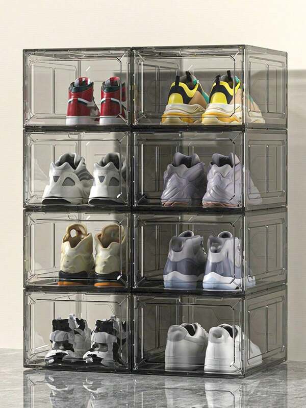 1pc 6-Sided Transparent Hard Plastic Shoes Storage Box, Anti-Oxidation Shoebox For Home Sneaker Display
