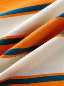 Toddler Kids Short Sleeve Cotton Striped T-Shirt, Elastic Lightweight Breathable Soft Tee Shirt For Summer