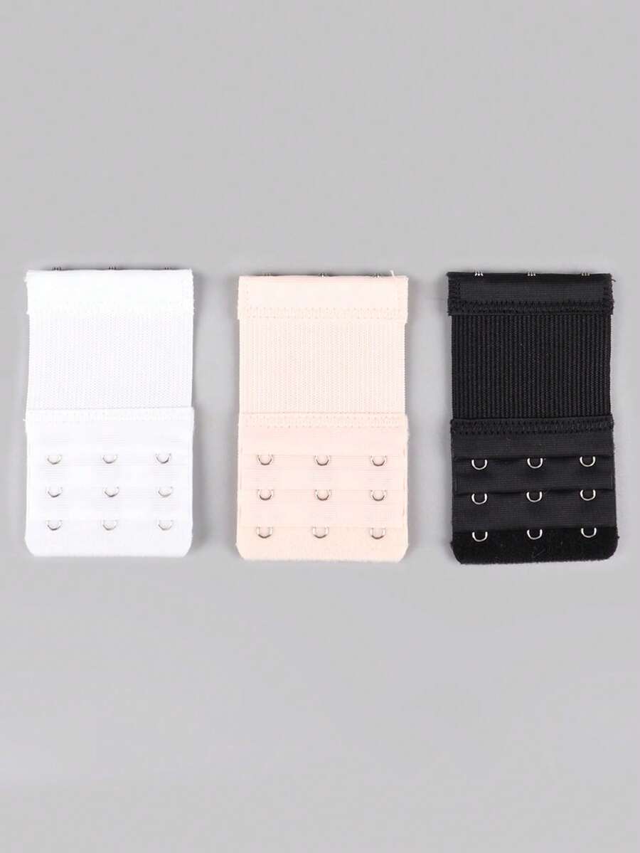 3pcs 3-Row 3-Hook Bra Extender Clasps, Lingerie Accessories - Multicolor - View 1