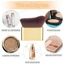 Self Dollar Brown Body Brush Kabuki Body Brush Professional Body Makeup Brush Achieve Perfect Legs Bronze Highlighter Brush High Density Foundation Brush - Gold - View 5