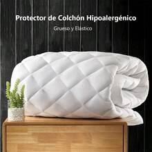 1 Pieza Cubre Colchón (Sin Funda de Alohada)Suave al Tacto, Lavable a Máquina Fácil Cuidado-¡Extiende la Vida de tu Colchón para un Descanso Tranquilo Colchón para Cama Matrimonial Individual Queen,Color Blanco - Blanco - Ver 4